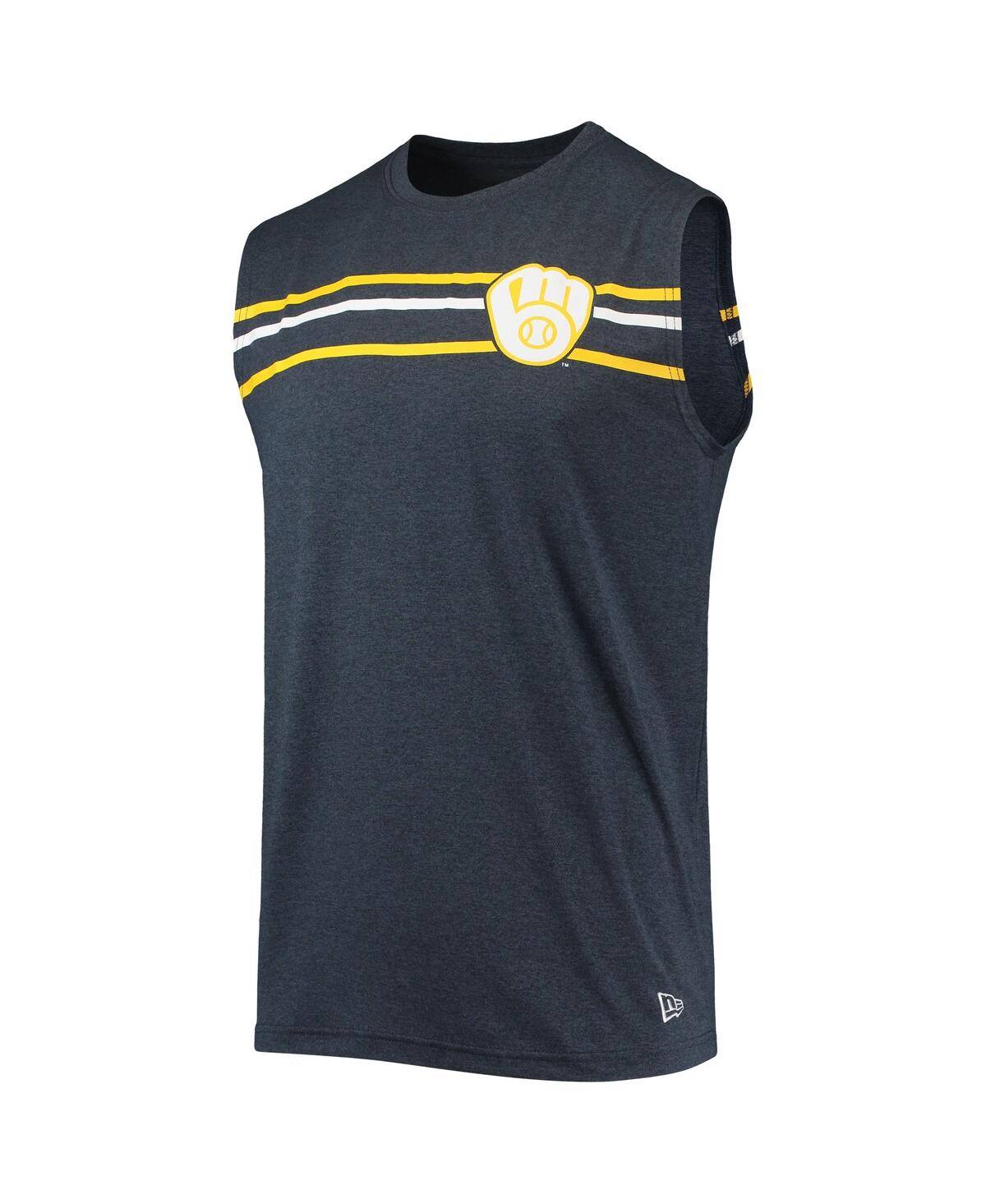 New Era Men's  Heathered Navy Milwaukee Brewers Muscle Tank Top In Heathered Navy