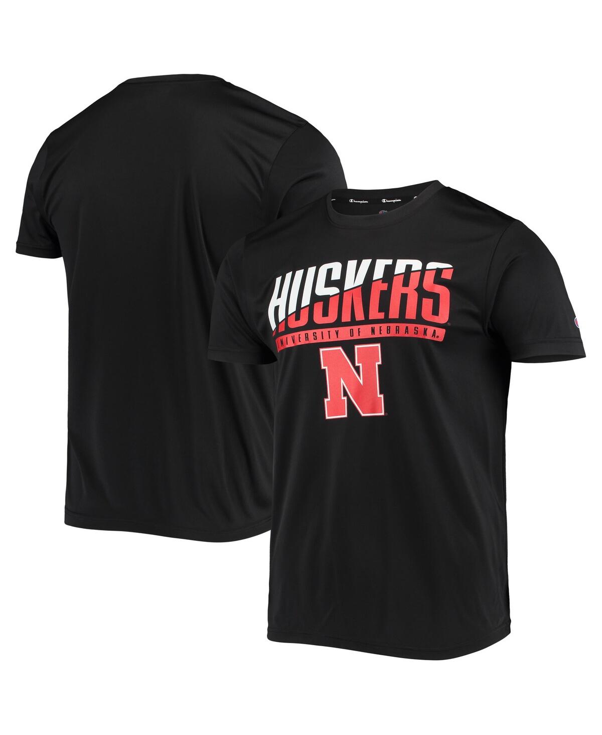 Champion Men's  Black Nebraska Huskers Team Wordmark Slash T-shirt