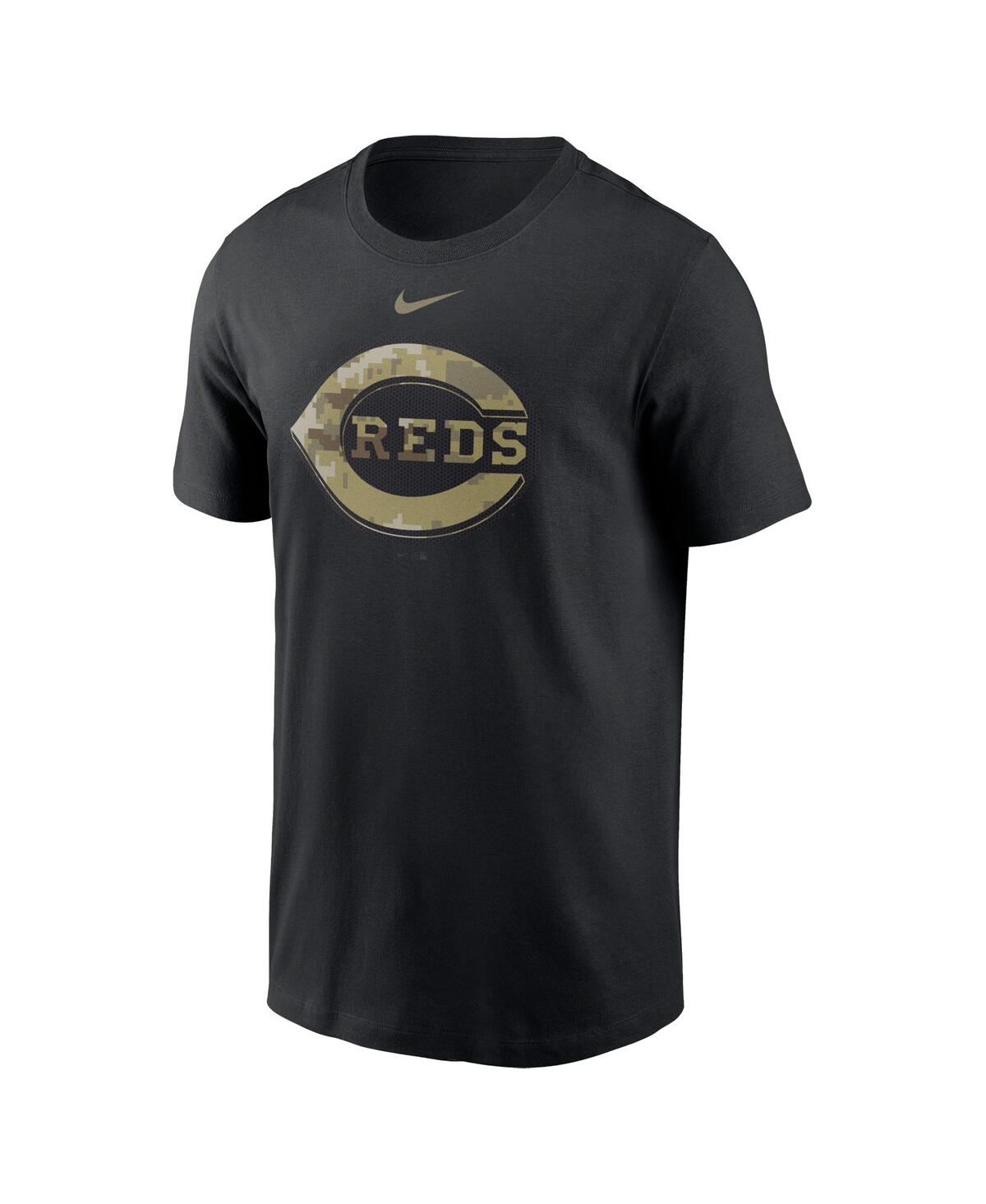 Shop Nike Men's  Black Cincinnati Reds Camo Logo Team T-shirt