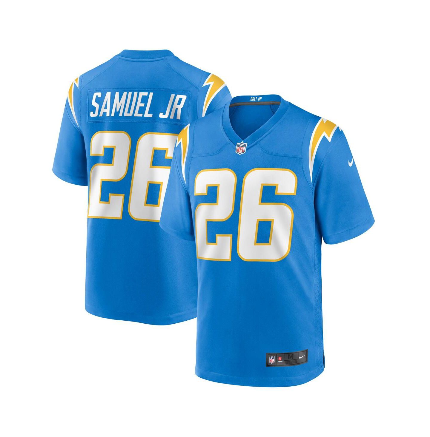 Мужской топ Nike Asante Samuel Jr. Powder Blue Los Angeles Chargers Game Player Jersey — фото 2