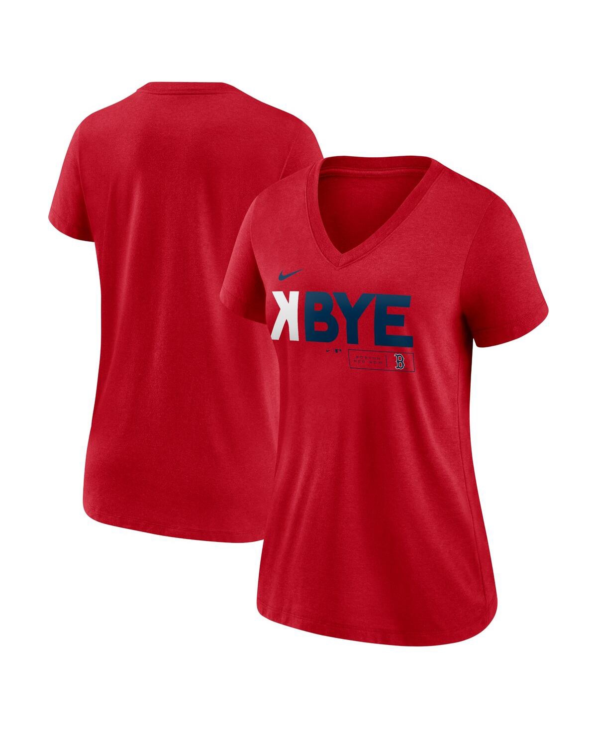 Shop Nike Women's Boston Red Sox Red  K-bye Tri-blend V-neck T-shirt