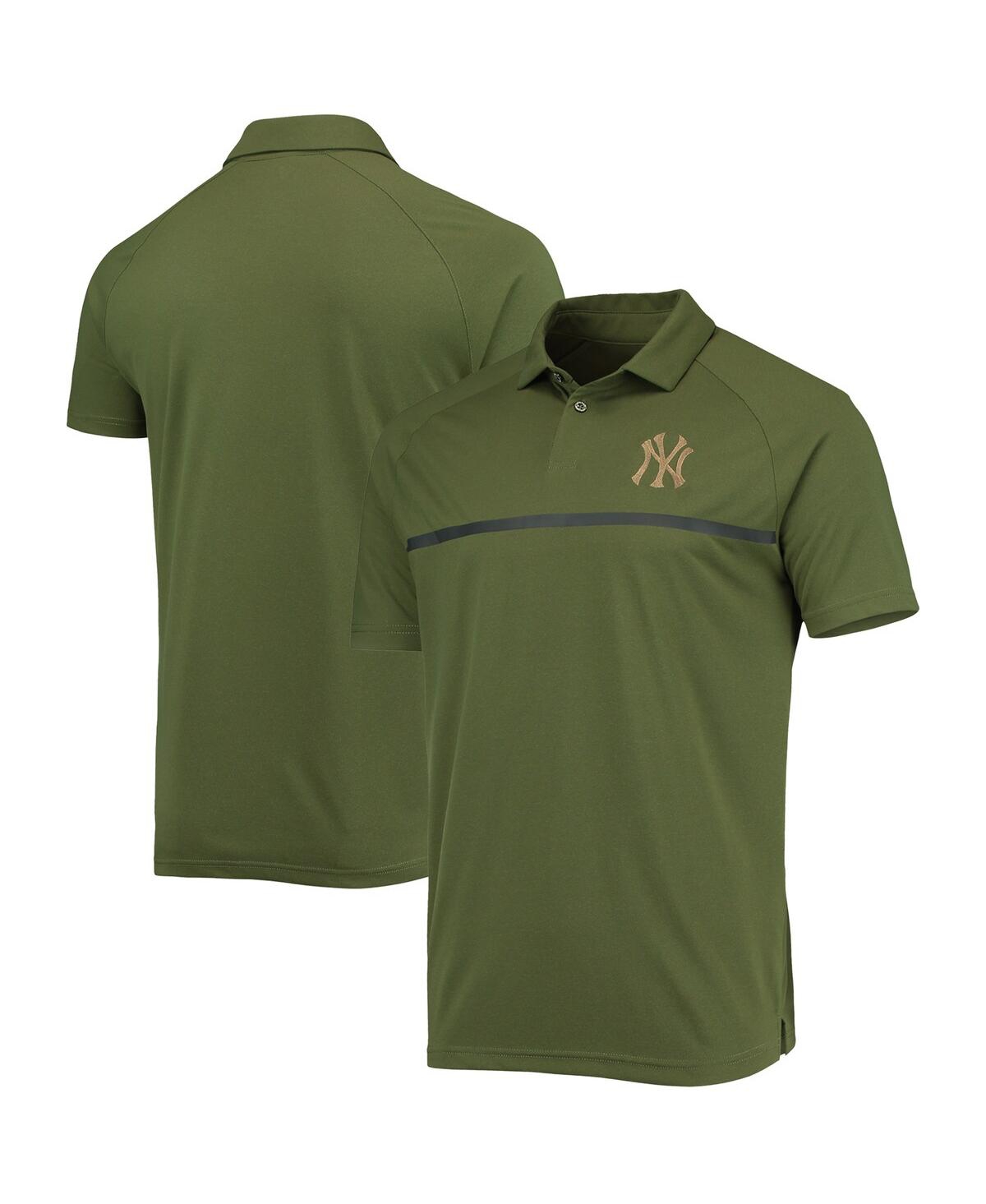 Men's LevelWear Olive New York Yankees Delta Sector Raglan Polo Shirt - Olive