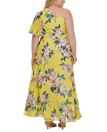 Eliza J Plus Size One Shoulder Chiffon Gown Macy s
