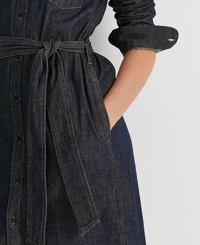 Lauren Ralph Lauren Belted Denim Shirtdress - Macy's