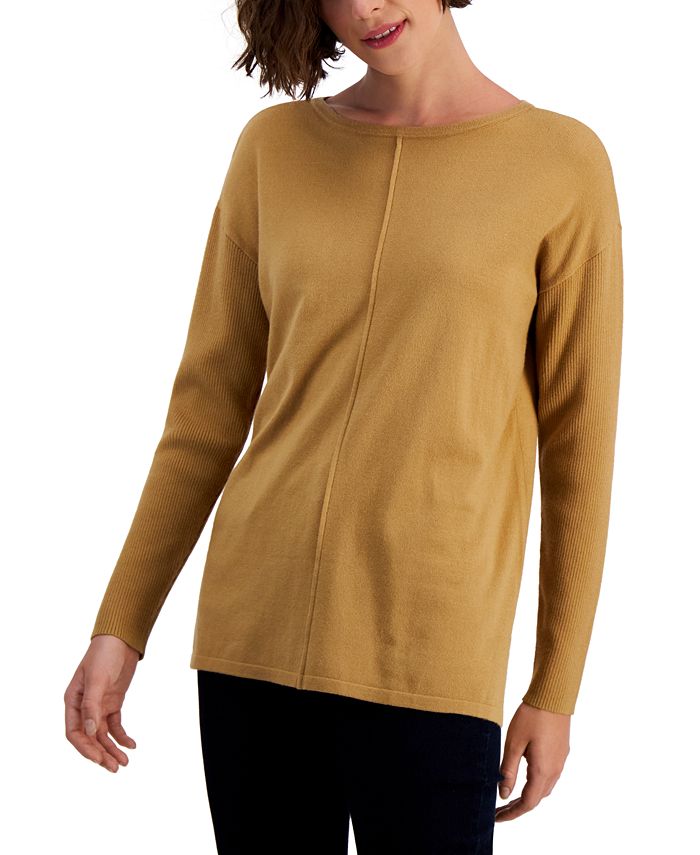 MACEY TURQUOISE SEAM FRONT TUNIC SWEATER