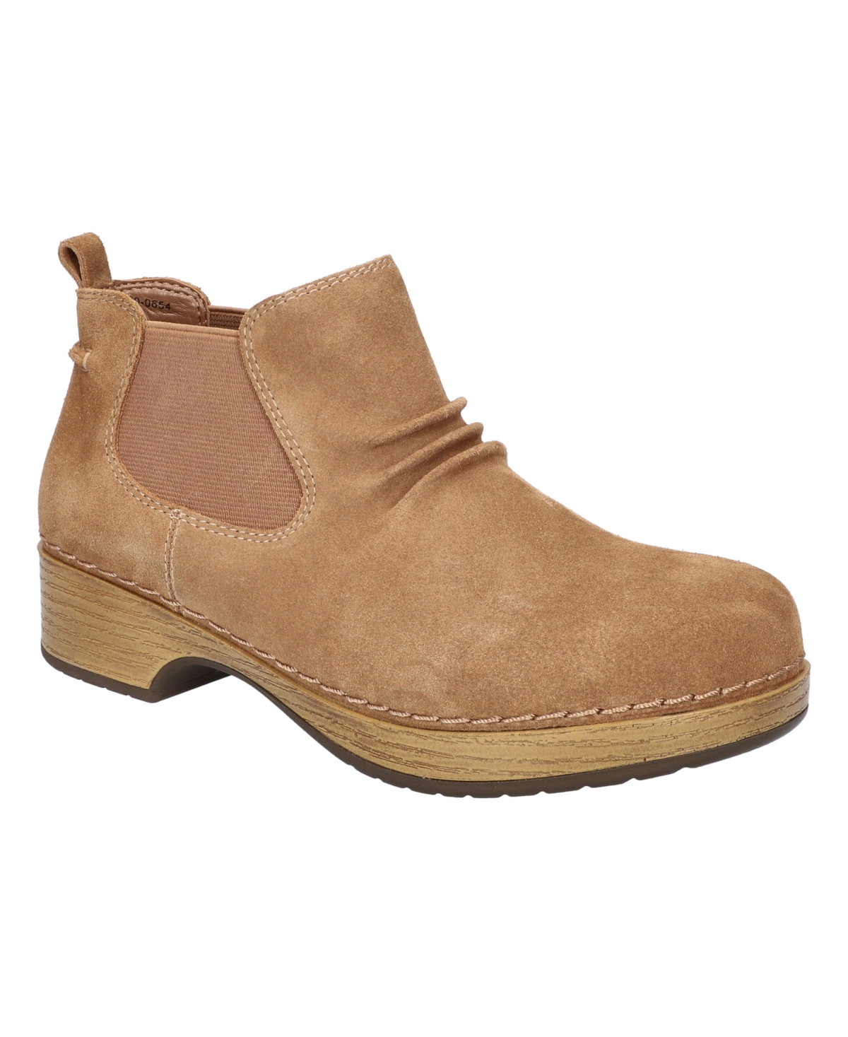 Easy Street Women's Sure Thing Slip Resistant Chelsea Boots In Biscuit Suede Leather