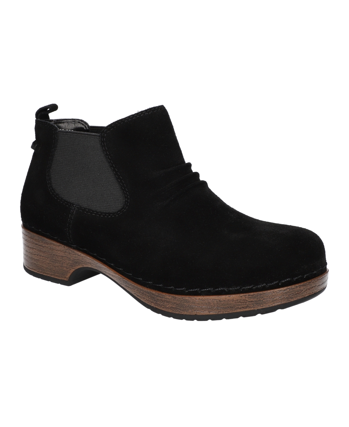 Easy Street Women's Sure Thing Slip Resistant Chelsea Boots In Black Suede Leather