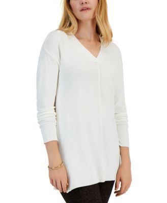 JM Collection Women's V-Neck Side-Snap Tunic Sweater, Created for Macy ...