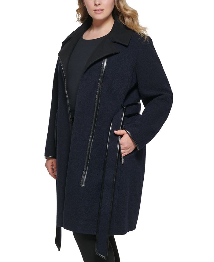 UrbannVibe Womens Trench Coat Tailored Fit Asymmetric Zipper Short A Line Design