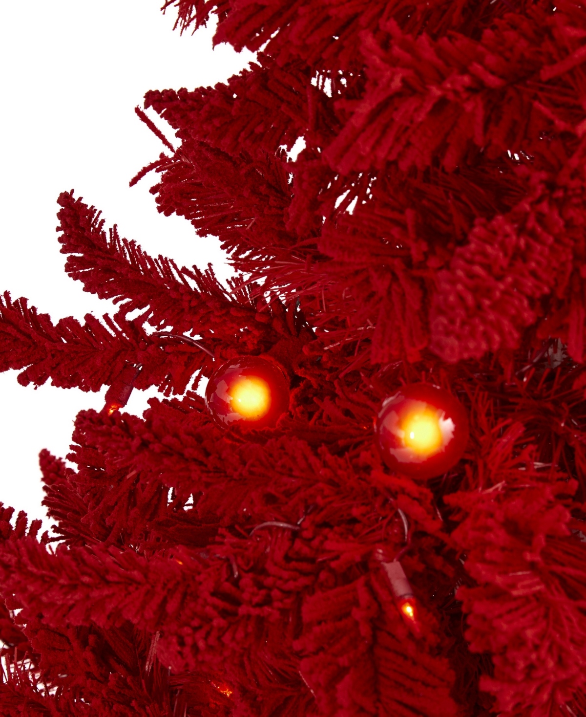 Flocked Fraser Fir Artificial Christmas Tree with Lights, Globe Bulbs and Bendable Branches,