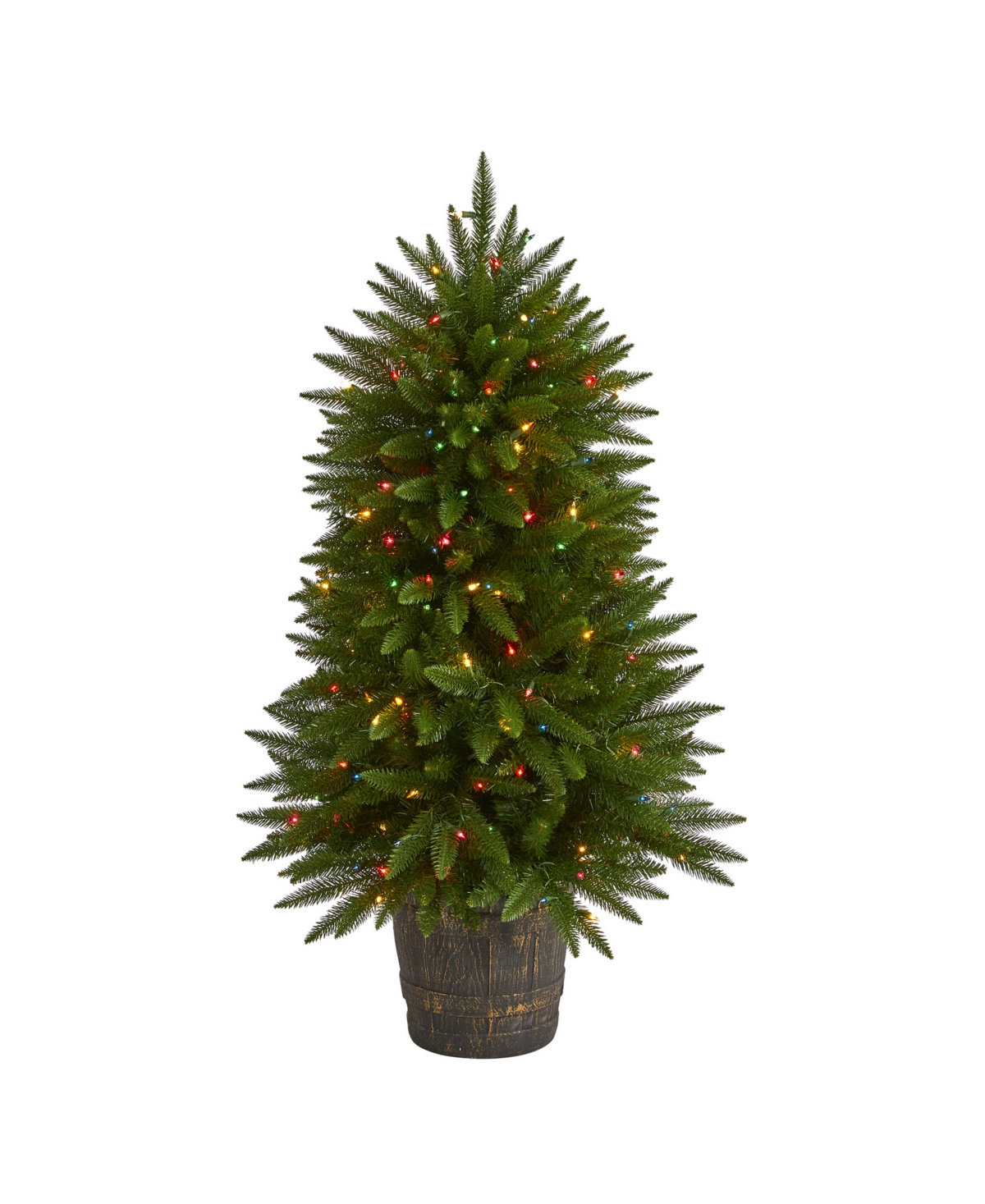 Sierra Fir Artificial Christmas Tree with Lights and Bendable Branches in Decorative Container,