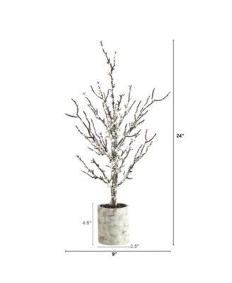Snowed Twig Artificial Tree In Decorative Planter, 24"
