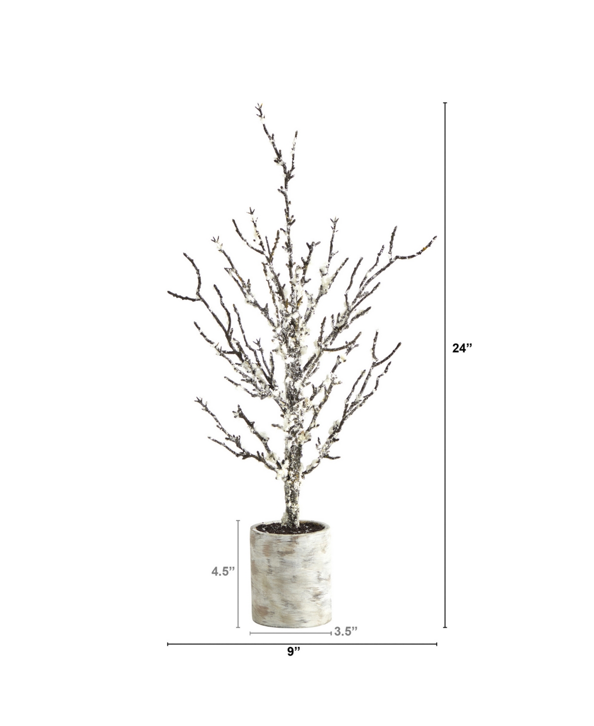 Snowed Twig Artificial Tree In Decorative Planter, 24"