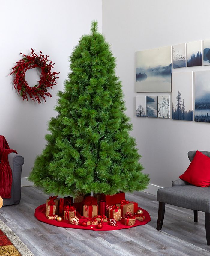 Nearly Natural Scotch Pine Artificial Christmas Tree with 600 Clear LED
