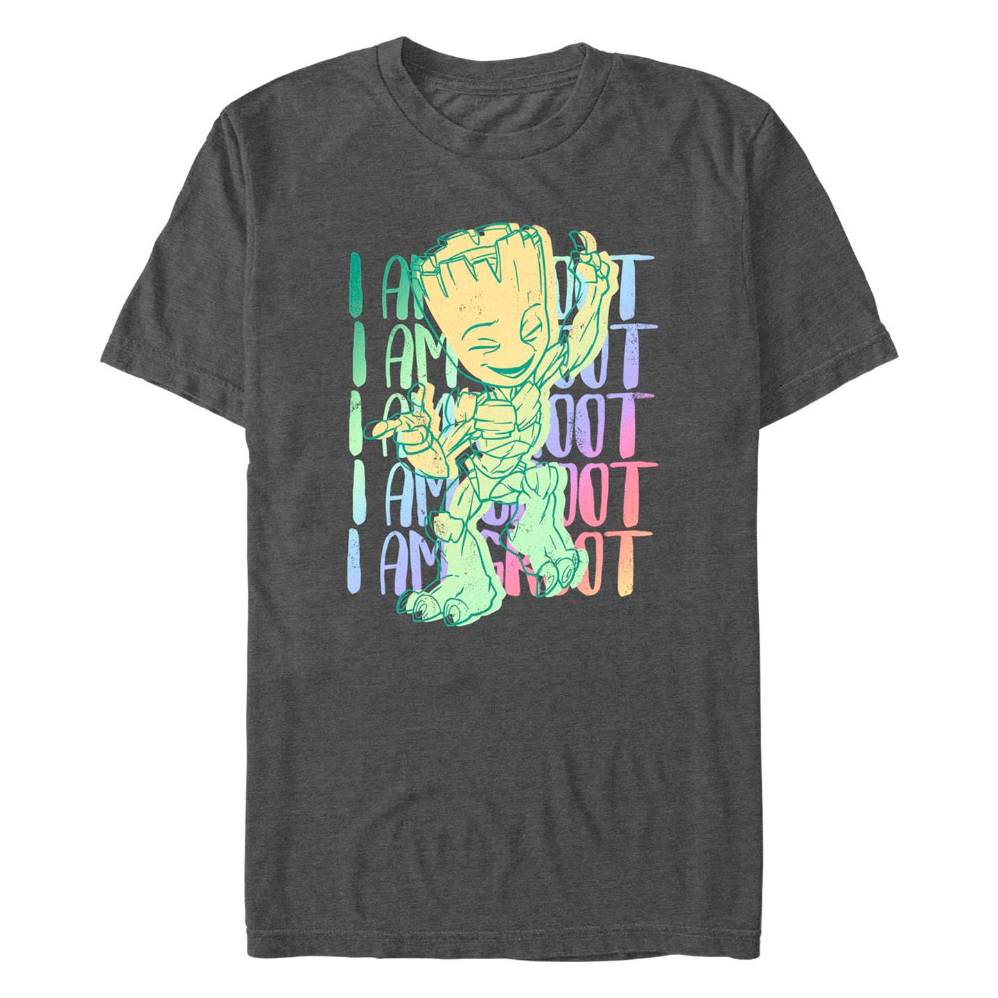 Мужская футболка Fifth Sun Marvel Film I am Groot Stack Short Sleeve, цвет: Угольный меланжевый — фото 1