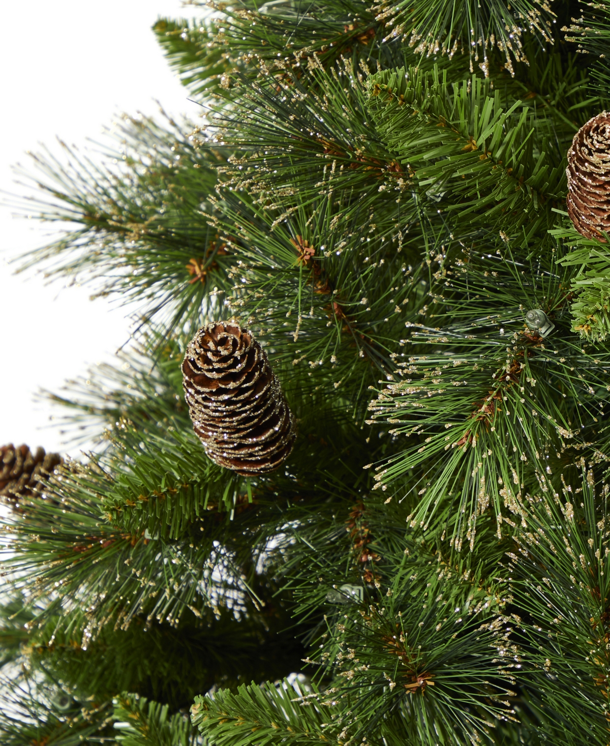 Golden Tip Washington Pine Artificial Christmas Tree with Lights, Pinecones and Bendable Branches, 90"