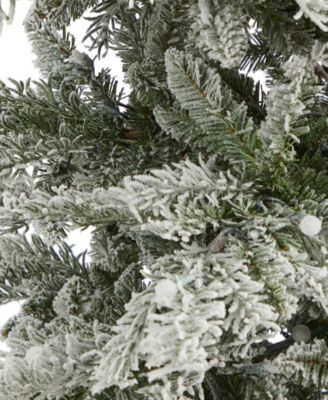 Slim Flocked Nova Scotia Spruce Artificial Christmas Tree with Lights and Bendable Branches, 90"