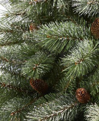 Snowed French Alps Mountain Pine Artificial Christmas Tree with Bendable Branches and Pine Cones, 72"