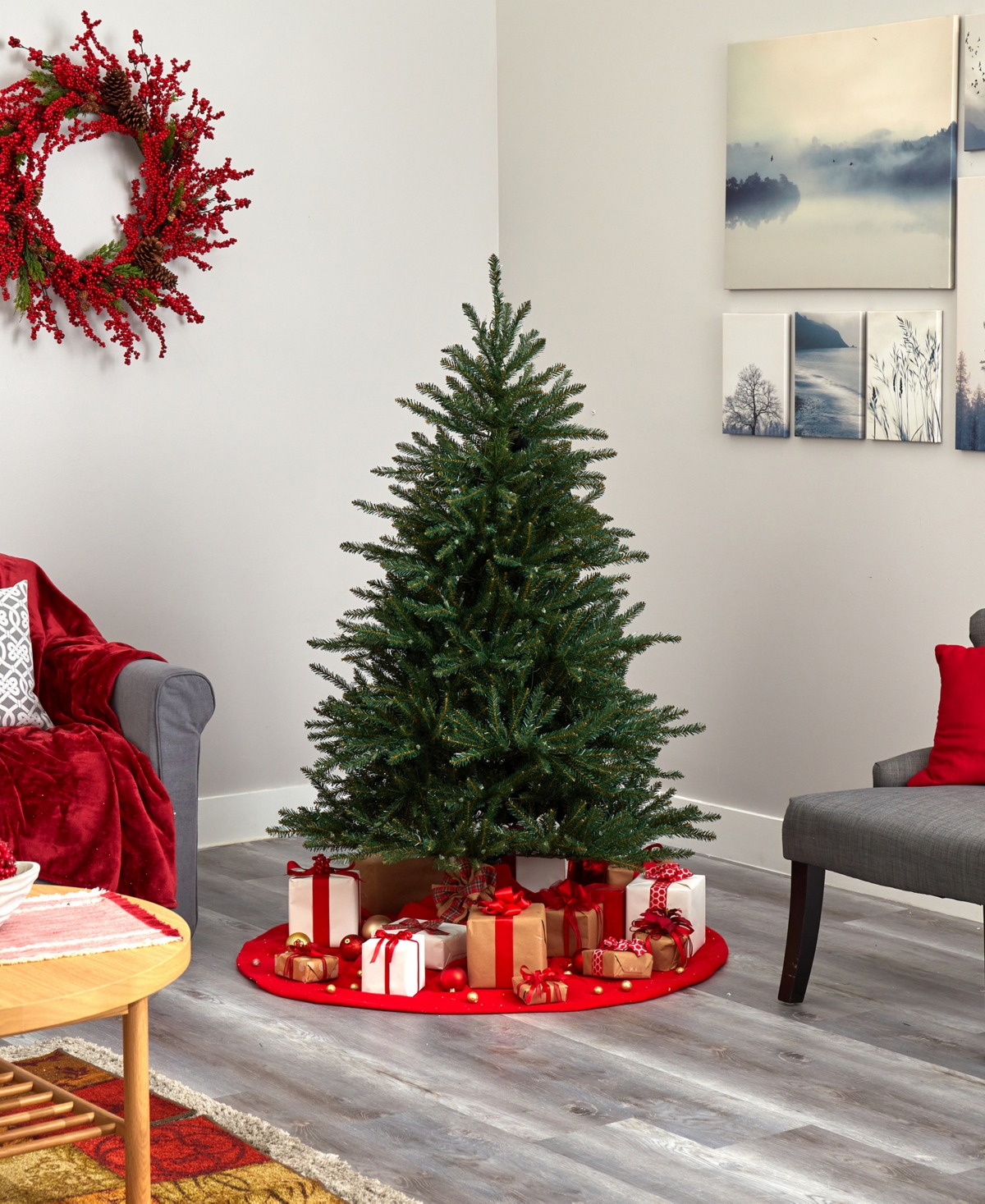 Napa Valley Fir Artificial Christmas Tree with Lights and Bendable Branches,