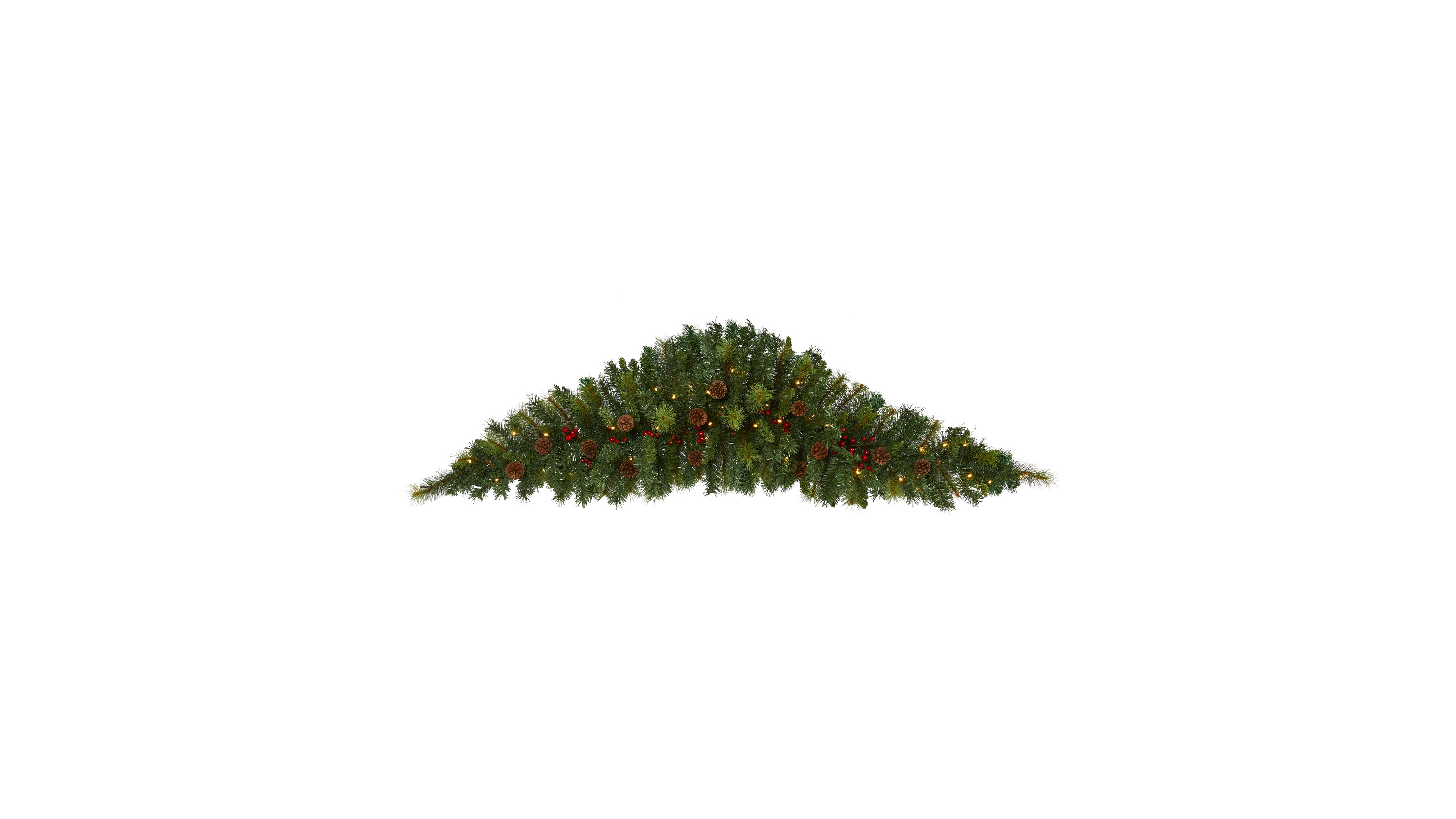 Artificial Christmas Swag with Lights, Berries and Pinecones, 72"