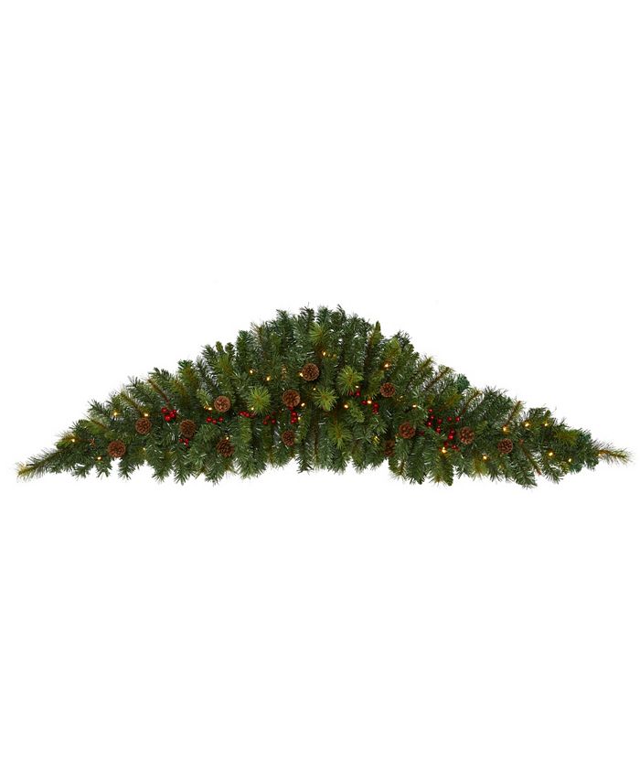 RXMORI 27.6 Inch Artificial Christmas Swag,Winter Pine Needles Decoration  Swag with Ribbon Bow and Red Berry,Front Door Decor Christmas Wreath-with  lamp - Yahoo Shopping