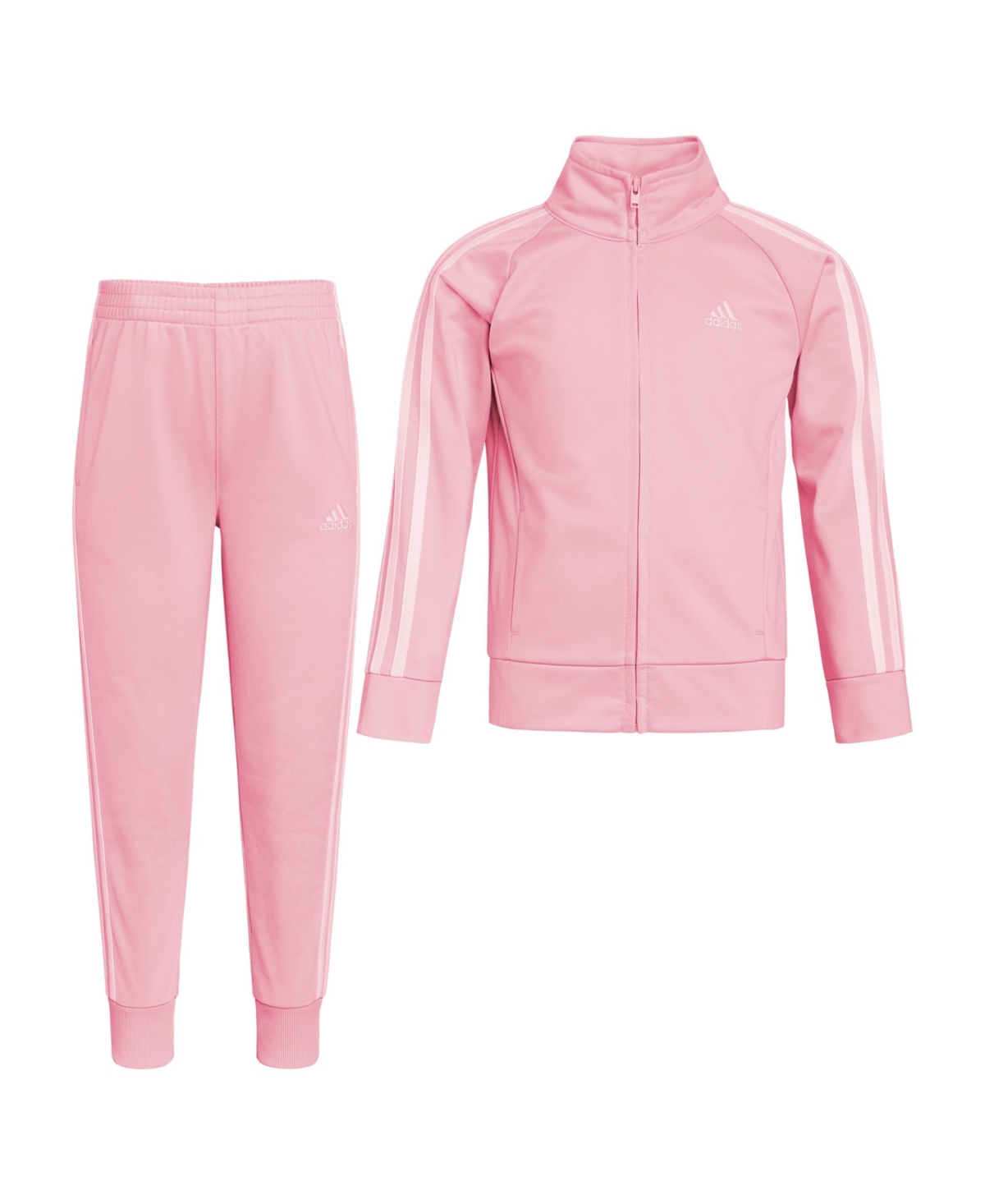 Shop Adidas Originals Little Girls Long Sleeves Classic Tricot Track Jacket And Pants, 2-piece Set In Light Pink