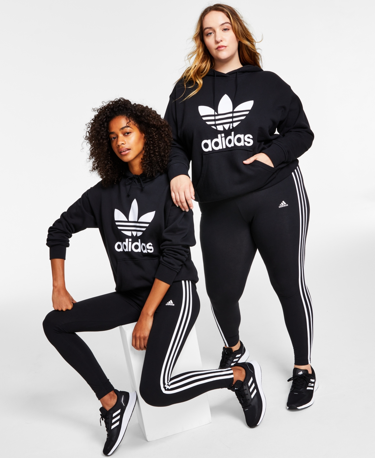 Adidas Originals Women's Essentials 3-stripe Full Length Cotton Leggings, Xs-4x In Black,white