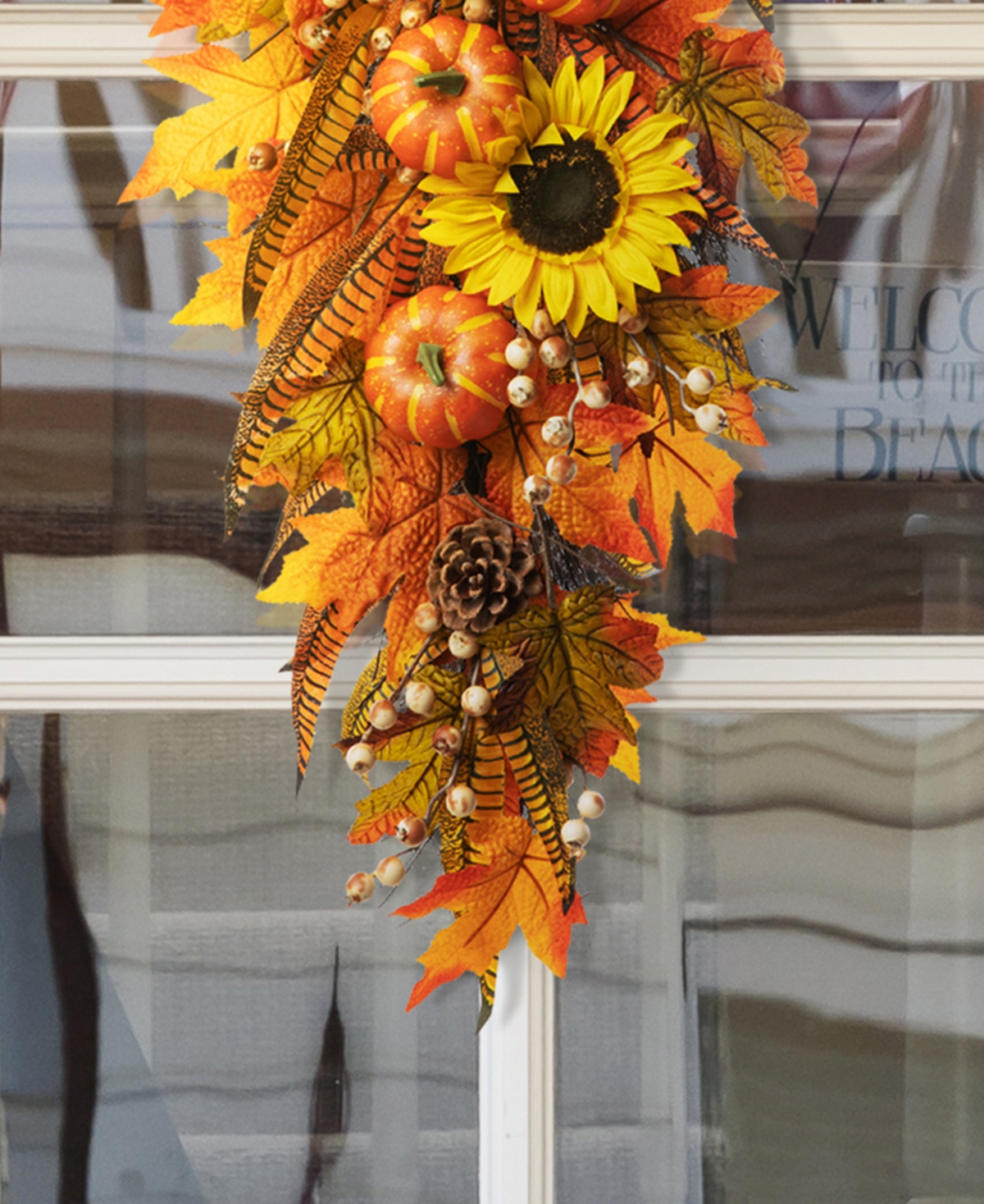 Glitzhome SunflowerLeaf Swag, - Pumpkin