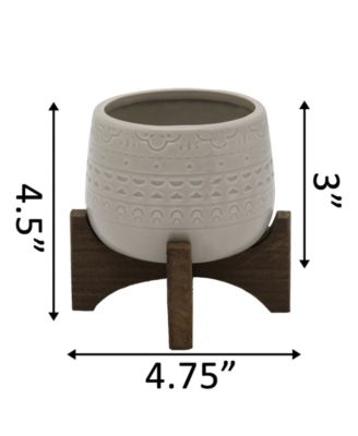 Mayan Ceramic Planter on Stand, 4.75"