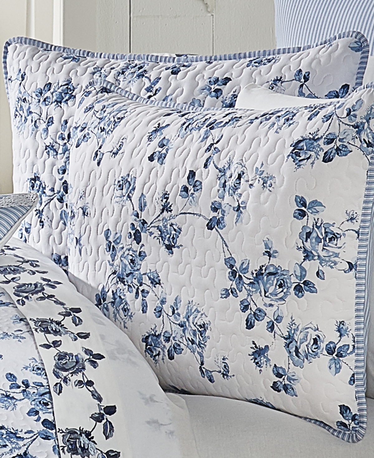 Shop Royal Court Rialto Classic Floral 3-pc. Quilt Set, Full/queen In French Blue