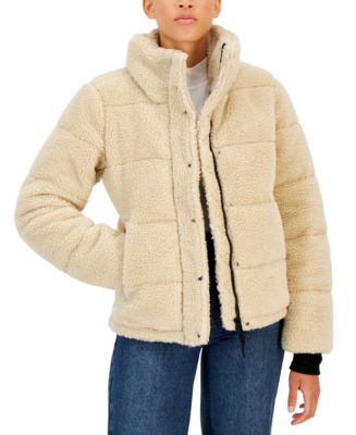 S13 Women's Lily Sherpa Stand-Collar Puffer Coat - Macy's