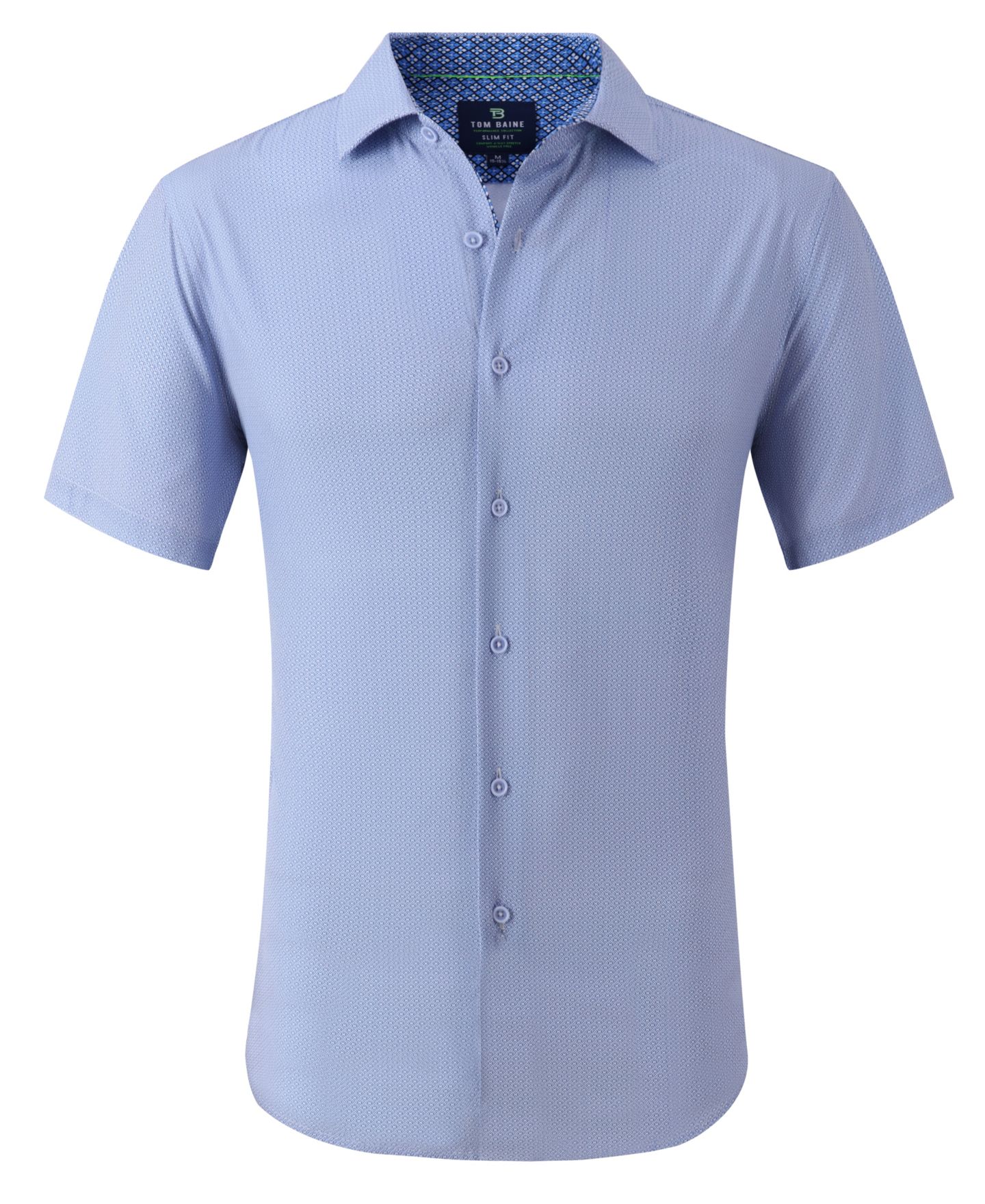 Мужская рубашка Tom Baine Slim Fit Short Sleeve Performance Button Down Dress Shirt — фото 1