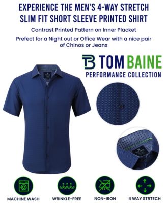 Men's Slim Fit Short Sleeve Performance Button Down Dress Shirt