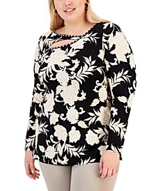 Plus Size Embellished Cutout Sweater, Created for Macy's