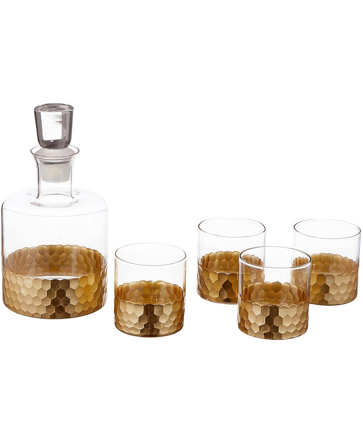 American Atelier Daphne Decanter And Whiskey Glass Set, 5 Piece In Yellow