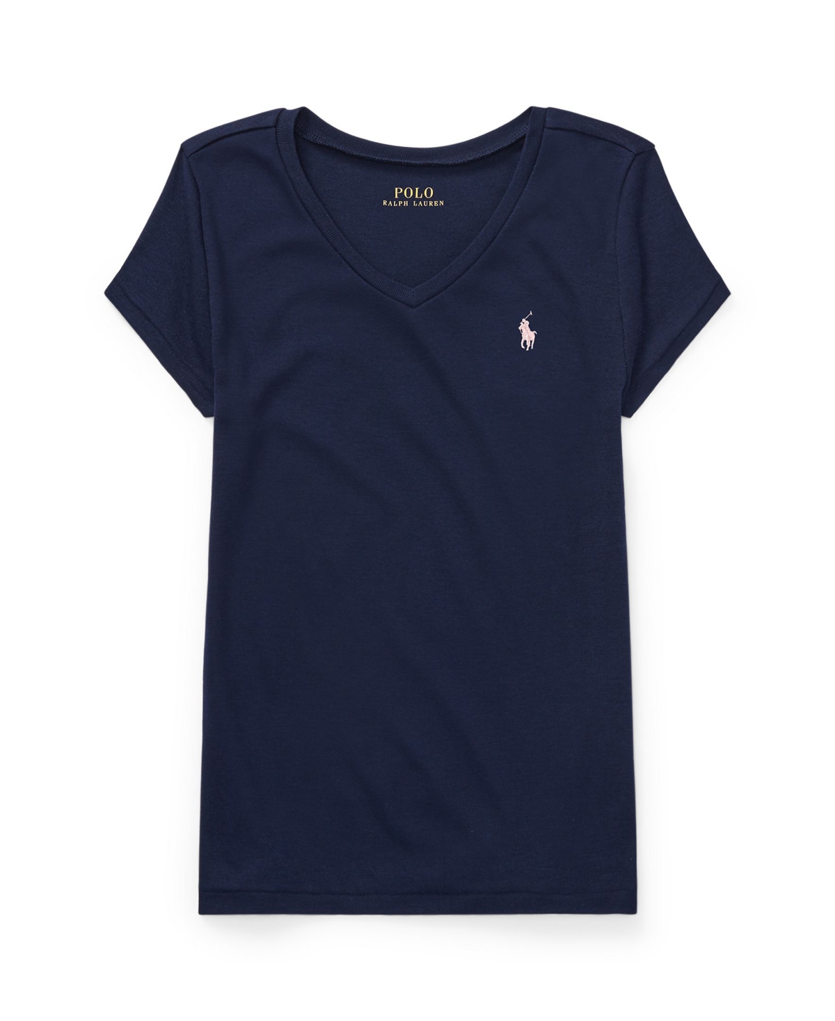 Polo Ralph Lauren Kids' Big Girls Cotton Jersey V-neck T-shirt In French Navy