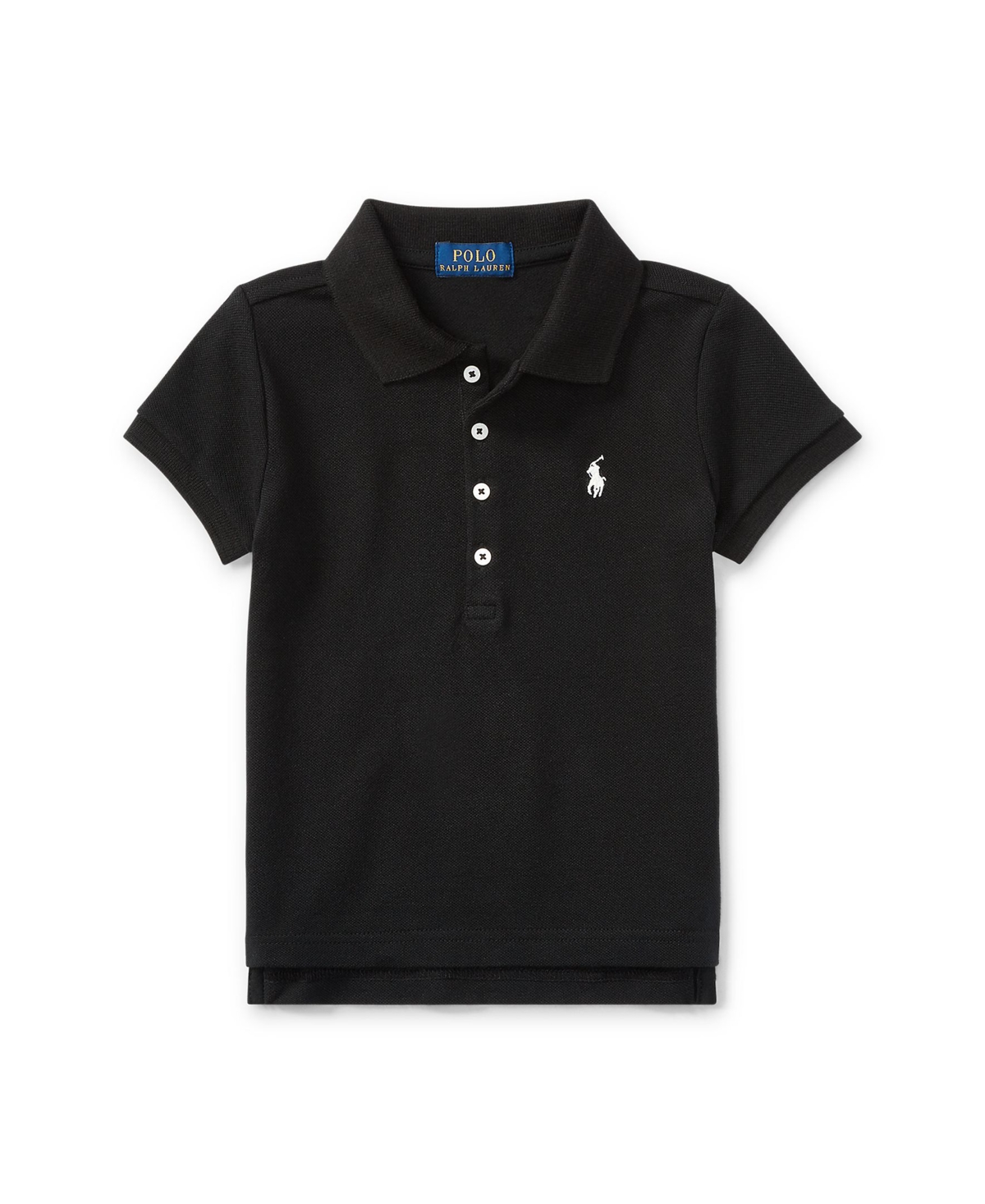 Polo Ralph Lauren Toddler and Little Girls Short Sleeve Stretch Cotton Mesh Polo Shirt - Polo Black