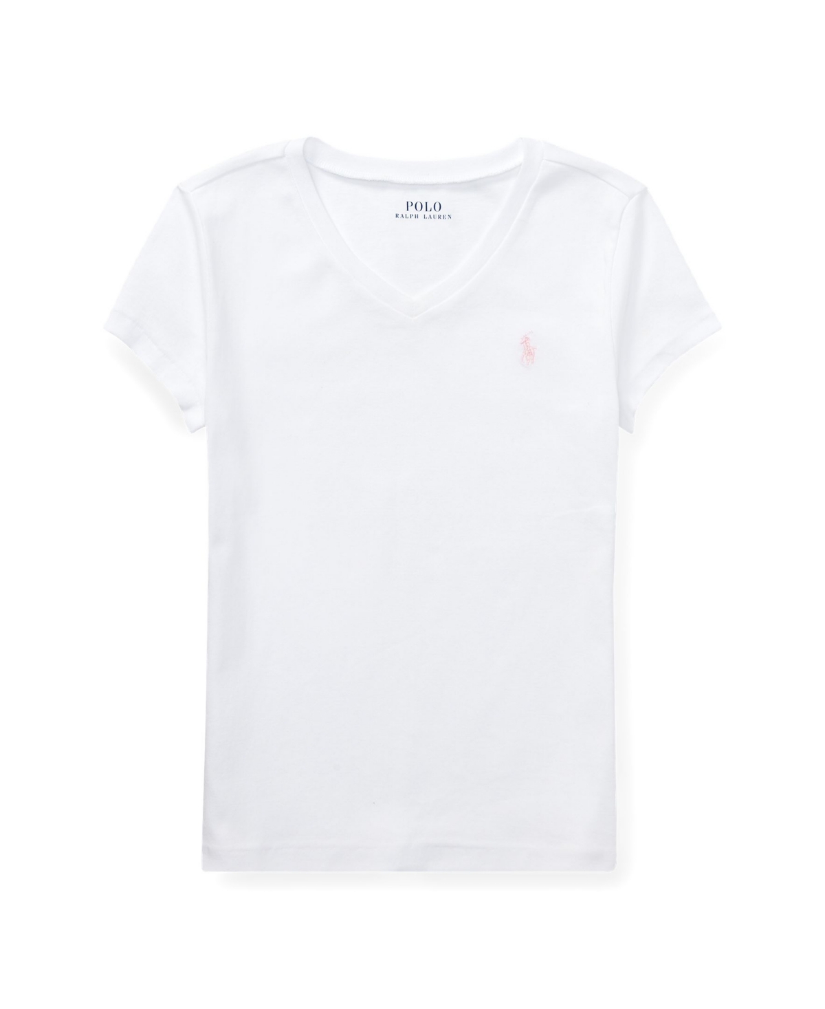Polo Ralph Lauren Kids' Big Girls Cotton Jersey V-neck T-shirt In White