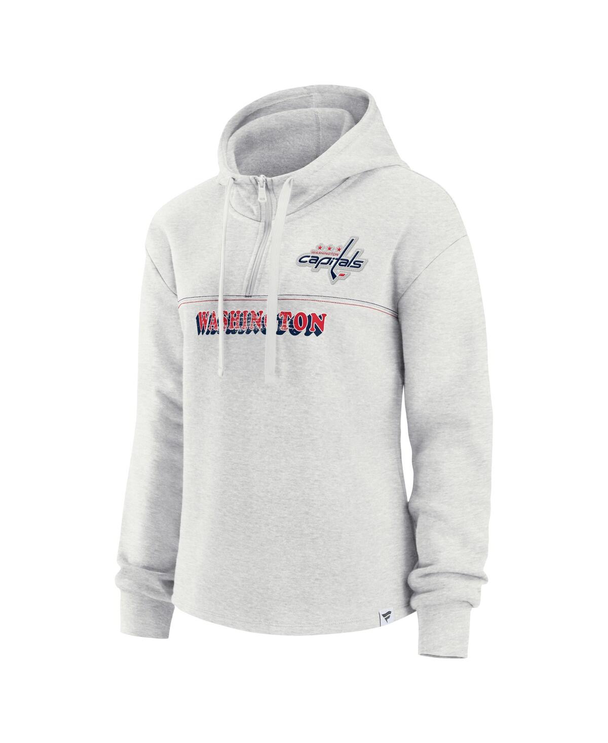 Fanatics Branded Ash Washington Capitals True Classics Legacy Quarter-zip Hoodie In Ash