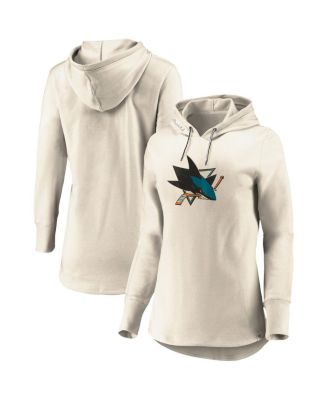 Women's Oatmeal San Jose Sharks True Classics Signature Fleece Pullover Hoodie