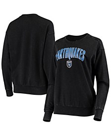 Women's by New Era Black San Jose Earthquakes Mineral Wash Fleece Pullover Hoodie