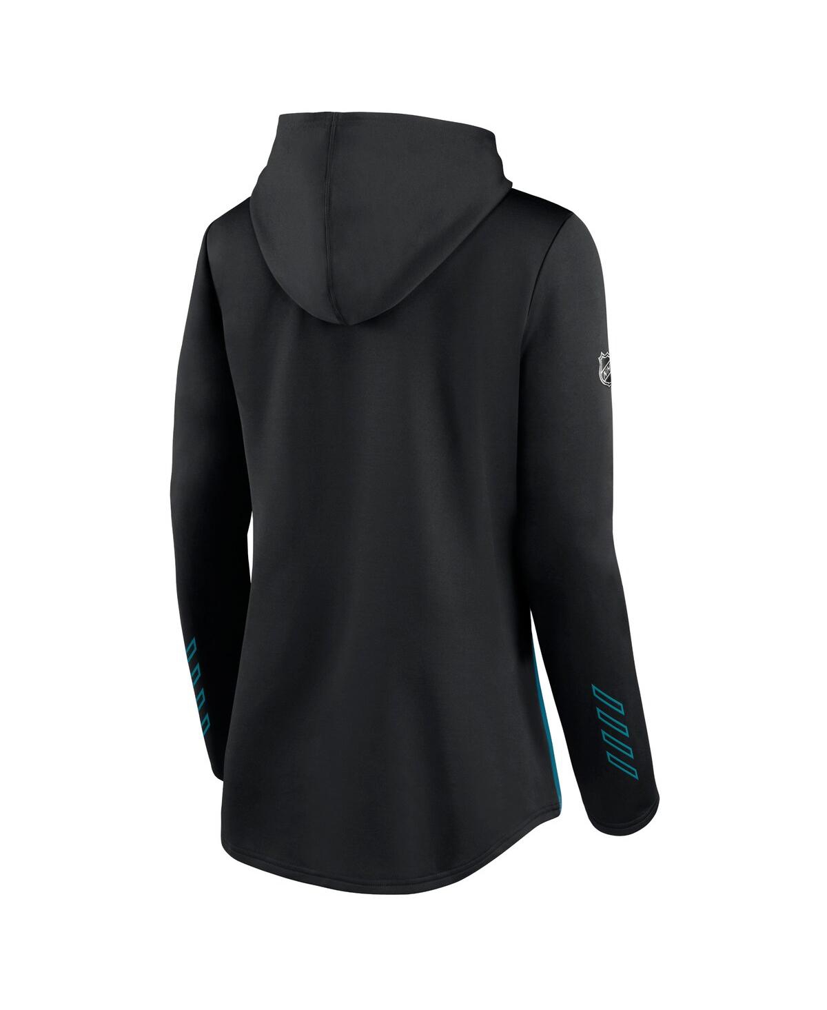 Fanatics Women's  Black And Teal San Jose Sharks Authentic Pro Locker Room Pullover Hoodie In Black,teal