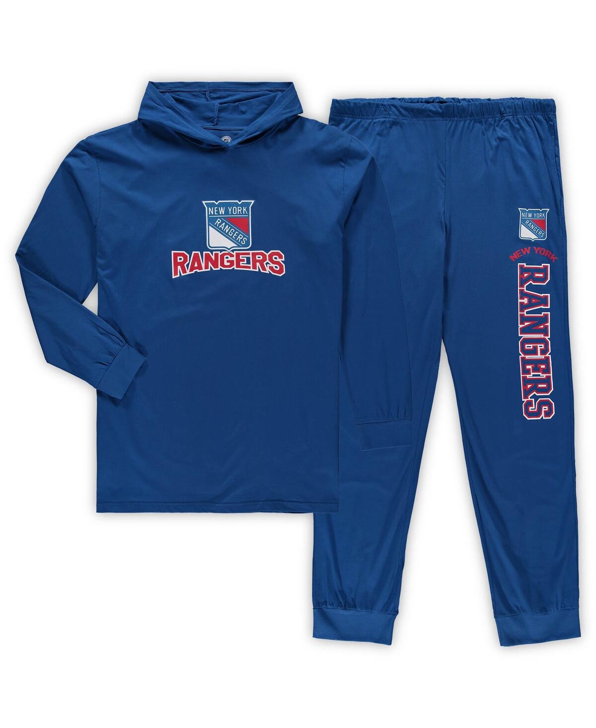 Shop Concepts Sport Men's  Blue New York Rangers Big And Tall Pullover Hoodie And Joggers Sleep Set