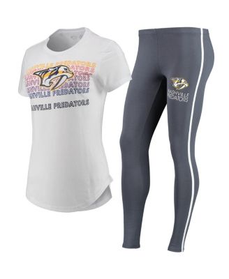 Women's White, Charcoal Nashville Predators Sonata T-shirt and Leggings Set