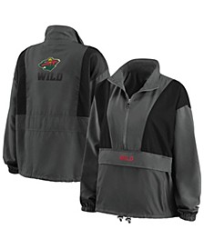 Women's Charcoal Minnesota Wild Popover Packable Half-Zip Jacket