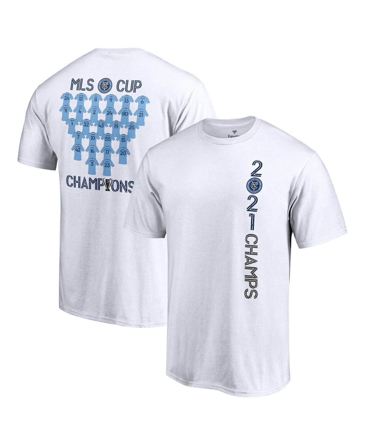 Fanatics Men's  White New York City Fc 2021 Mls Cup Champions One Team Roster T-shirt
