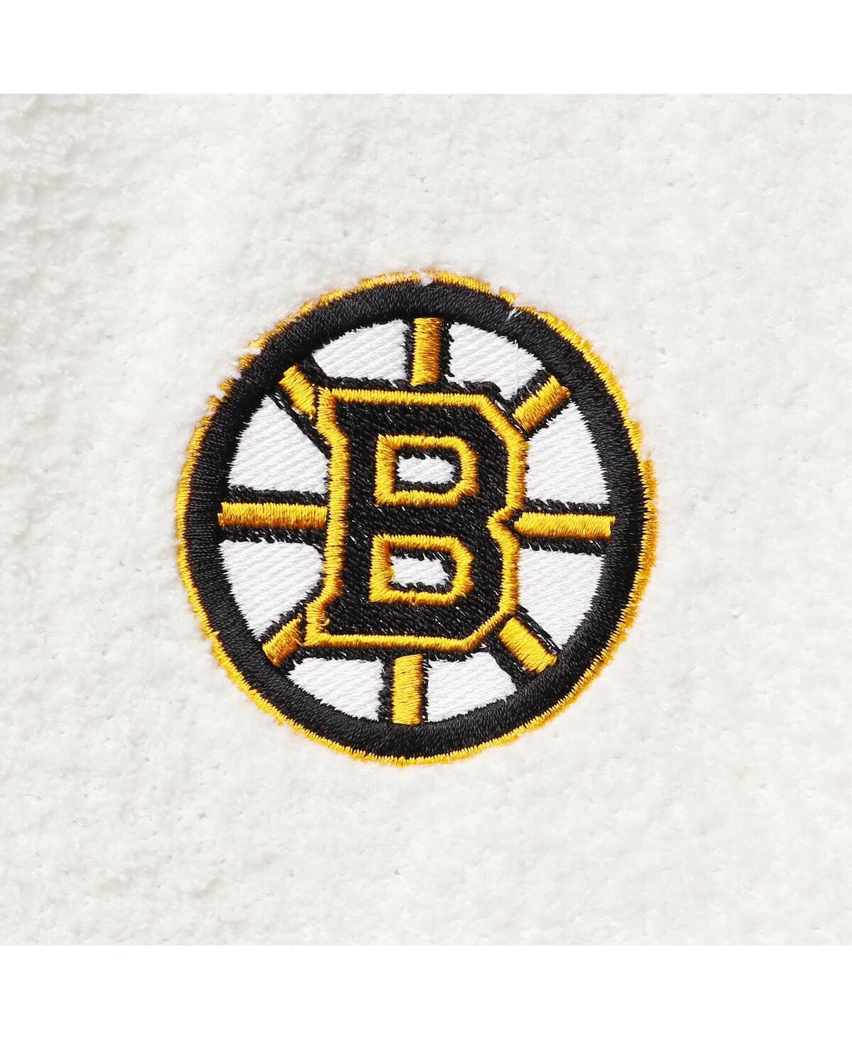 CONCEPTS SPORT WOMEN'S CONCEPTS SPORT CREAM AND CHARCOAL BOSTON BRUINS GRANITE SHERPA PULLOVER SWEATSHIRT 