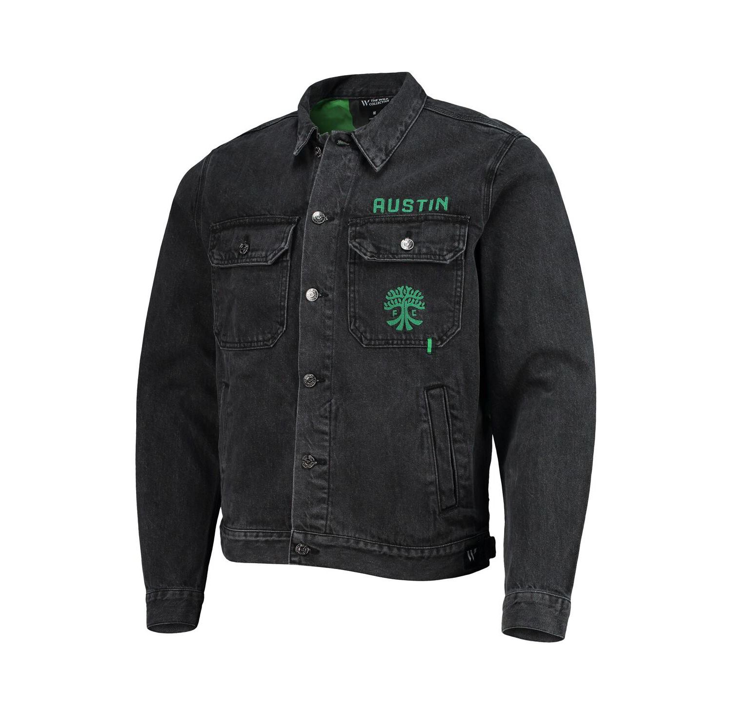 Men's Black Austin FC Denim Button-Up Jacket