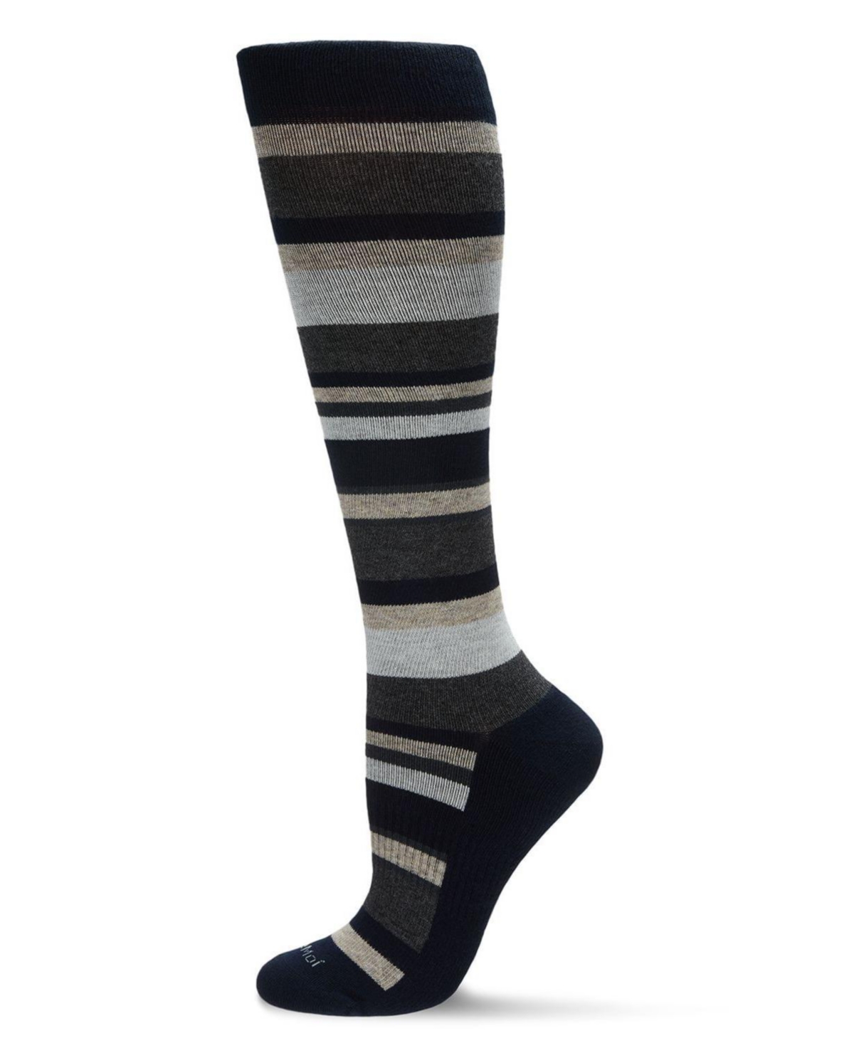 Multi Striped Cotton Compression Socks - Blue