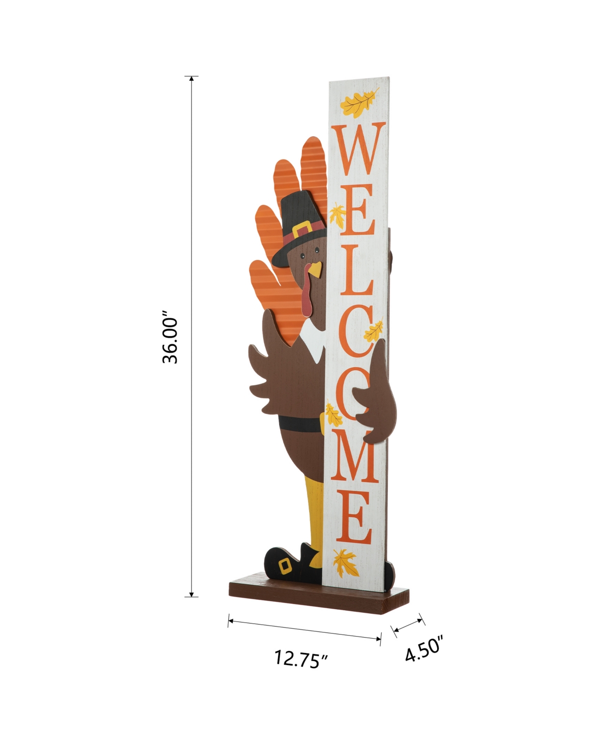 Glitzhome Thanksgiving Wooden Turkey Welcome Porch Decor,